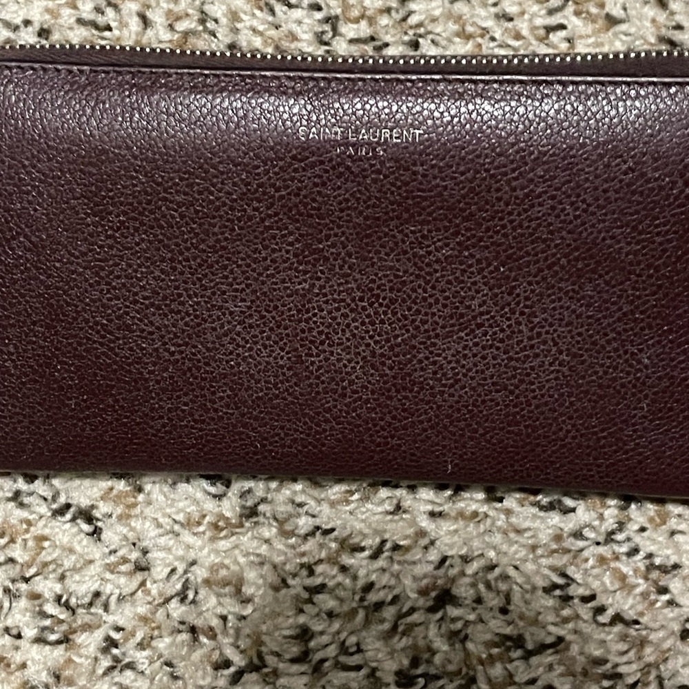 Saint Laurent Paris Burgundy Zip Wallet Leather YSL - Picture 2 of 10